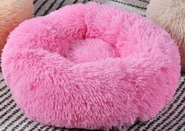 Small Dog & Cat Beds – Round Plush Donut Pet Nest, Soft Calming Puppy & Kitten Bed, Self-Heating Cozy Lounger for Anxiety Relief