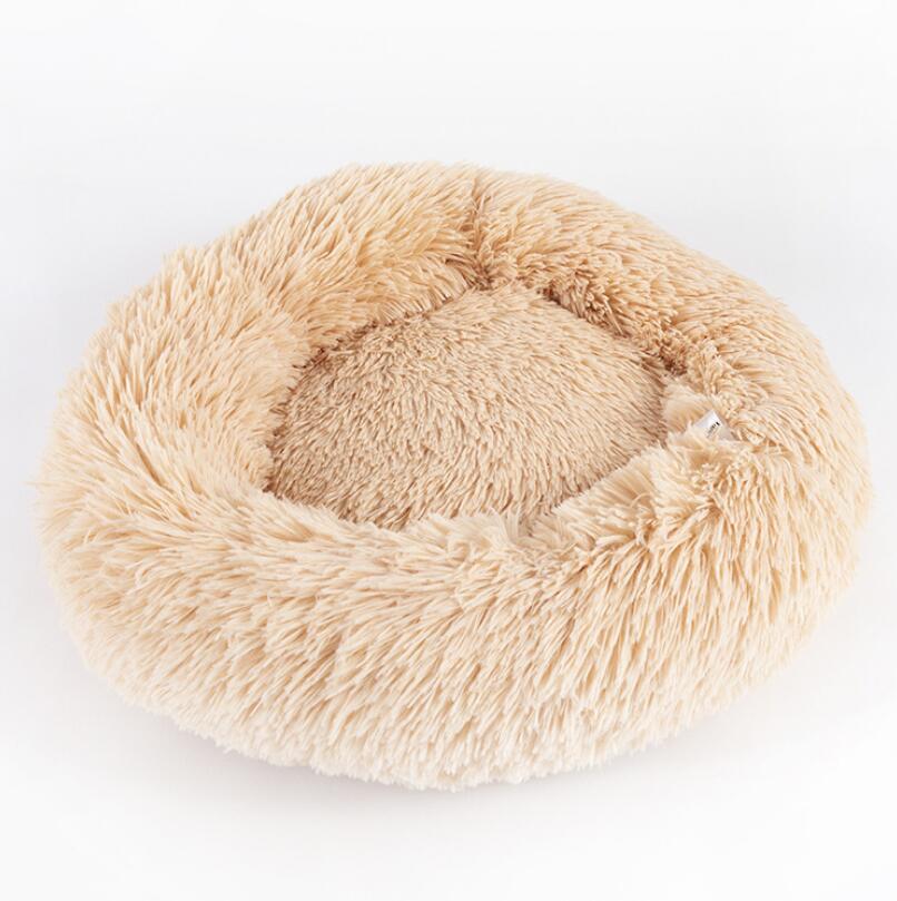 Small Dog & Cat Beds – Round Plush Donut Pet Nest, Soft Calming Puppy & Kitten Bed, Self-Heating Cozy Lounger for Anxiety Relief