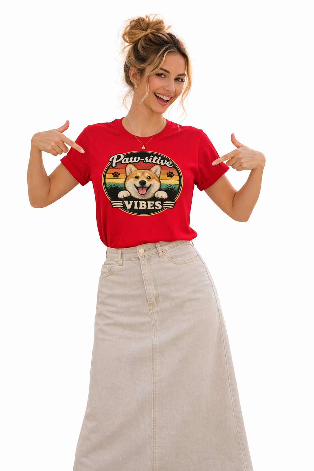Bad Day? Wear This. 🐾 Paw-sitive Vibes Corgi T-Shirt | Cute Dog Graphic Tee | Organic Cotton Retro Sunset Shirt | Feel Good Gift for Dog Lovers