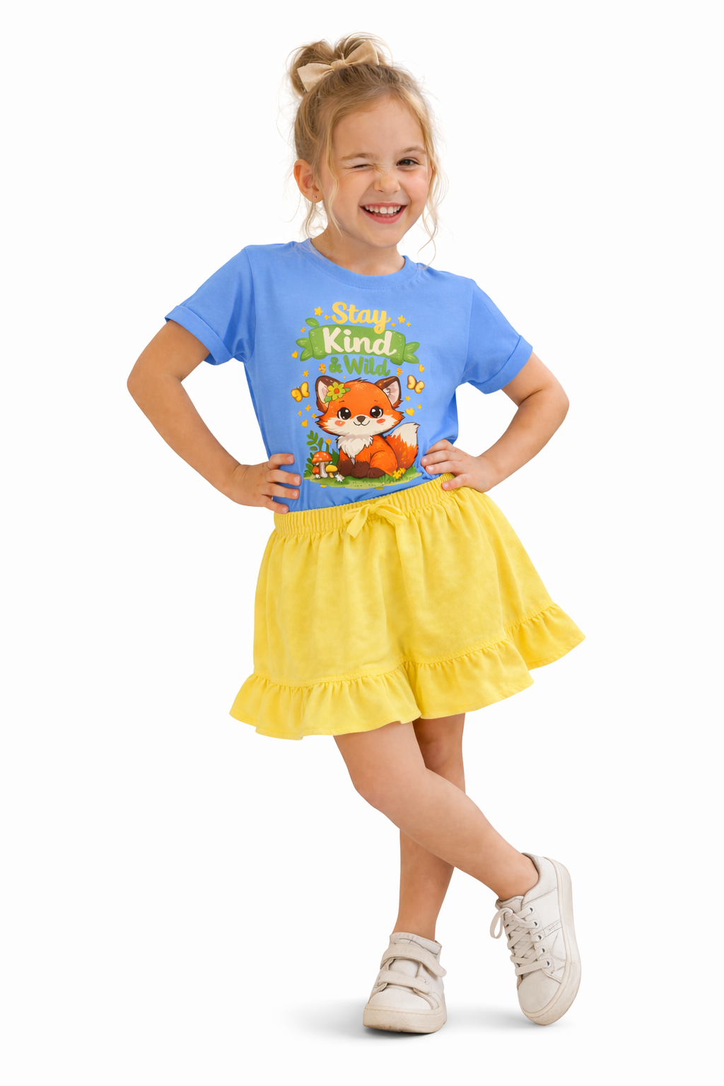 Raise Them Kind & Wild 🦊 | Stay Kind & Wild Toddler T-Shirt | Cute Fox Kids Shirt | Soft Cotton Positive Kids Tee | Gift for Toddlers