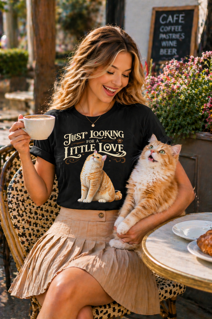 Just Looking for a Little Love Cat T-Shirt 🐱 | Cozy Aesthetic Tee for Cat Lovers | Soft Vintage Style Shirt