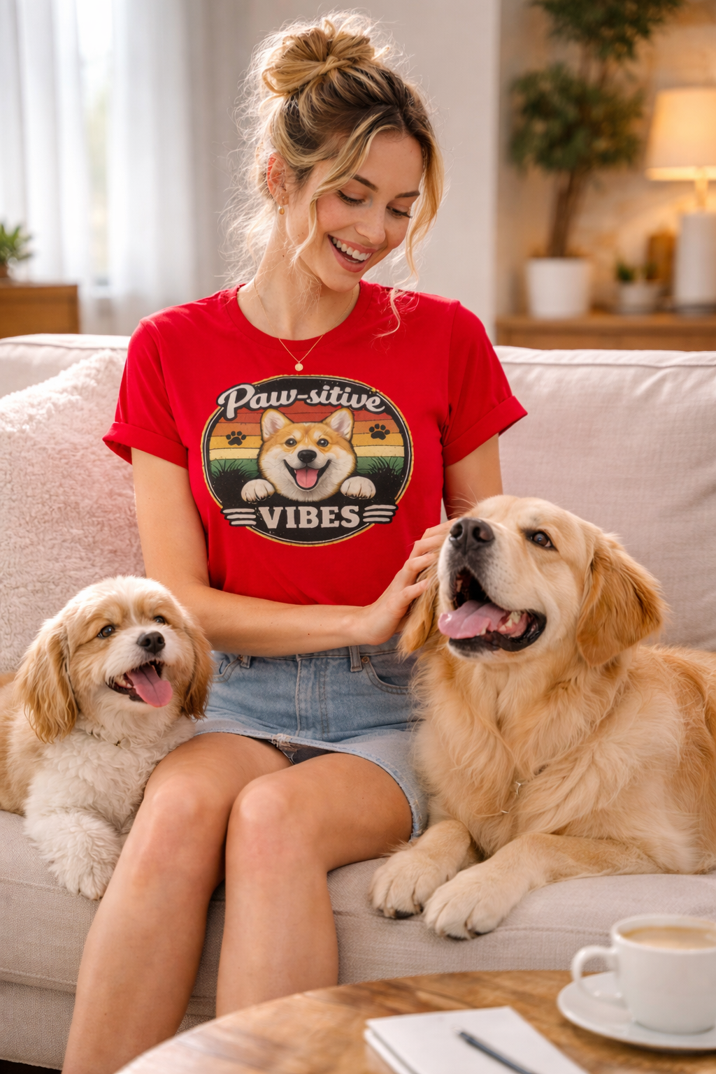 Bad Day? Wear This. 🐾 Paw-sitive Vibes Corgi T-Shirt | Cute Dog Graphic Tee | Organic Cotton Retro Sunset Shirt | Feel Good Gift for Dog Lovers