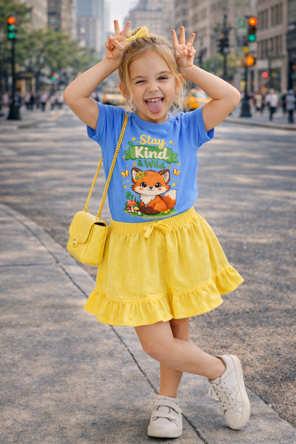 Raise Them Kind & Wild 🦊 | Stay Kind & Wild Toddler T-Shirt | Cute Fox Kids Shirt | Soft Cotton Positive Kids Tee | Gift for Toddlers