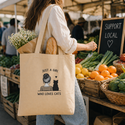 Just a Girl Who Loves Cats 🐱 Your Everyday Cozy Tote That Feels Like Home