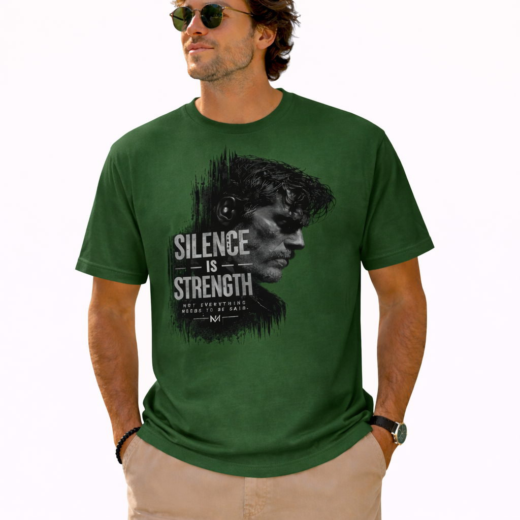 Dedicated to the men who do not chase after attention, yet naturally command it—The "Silence Is Strength" T-Shirt