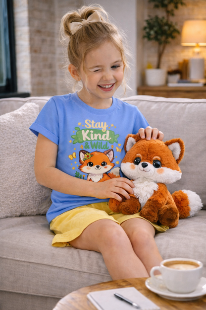 Raise Them Kind & Wild 🦊 | Stay Kind & Wild Toddler T-Shirt | Cute Fox Kids Shirt | Soft Cotton Positive Kids Tee | Gift for Toddlers