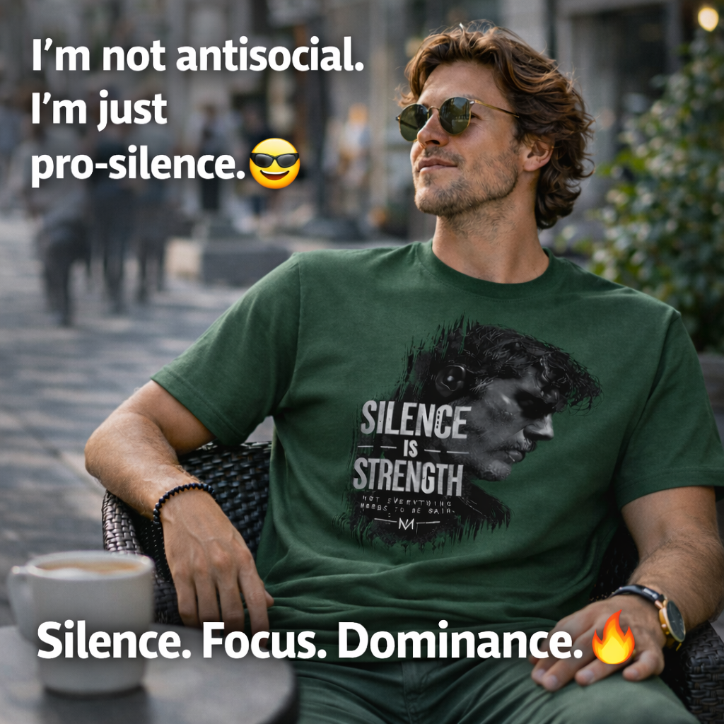 Dedicated to the men who do not chase after attention, yet naturally command it—The "Silence Is Strength" T-Shirt