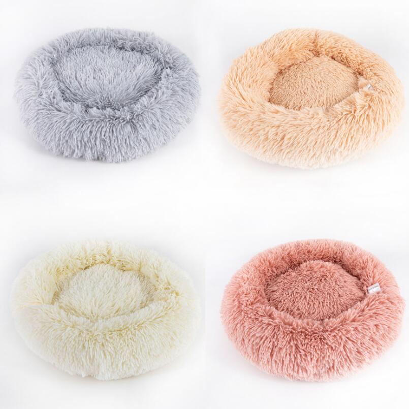 Small Dog & Cat Beds – Round Plush Donut Pet Nest, Soft Calming Puppy & Kitten Bed, Self-Heating Cozy Lounger for Anxiety Relief