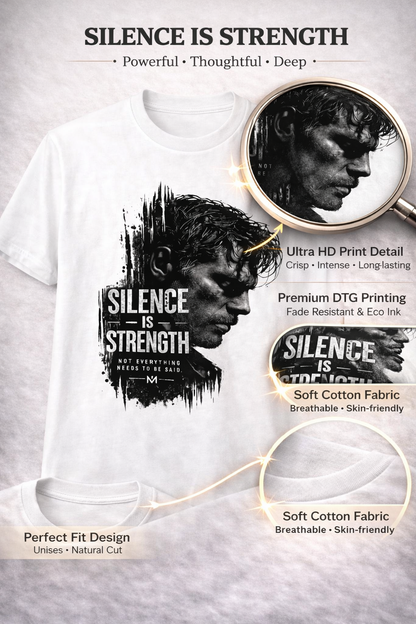 Dedicated to the men who do not chase after attention, yet naturally command it—The "Silence Is Strength" T-Shirt