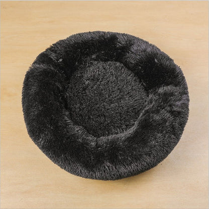 Small Dog & Cat Beds – Round Plush Donut Pet Nest, Soft Calming Puppy & Kitten Bed, Self-Heating Cozy Lounger for Anxiety Relief
