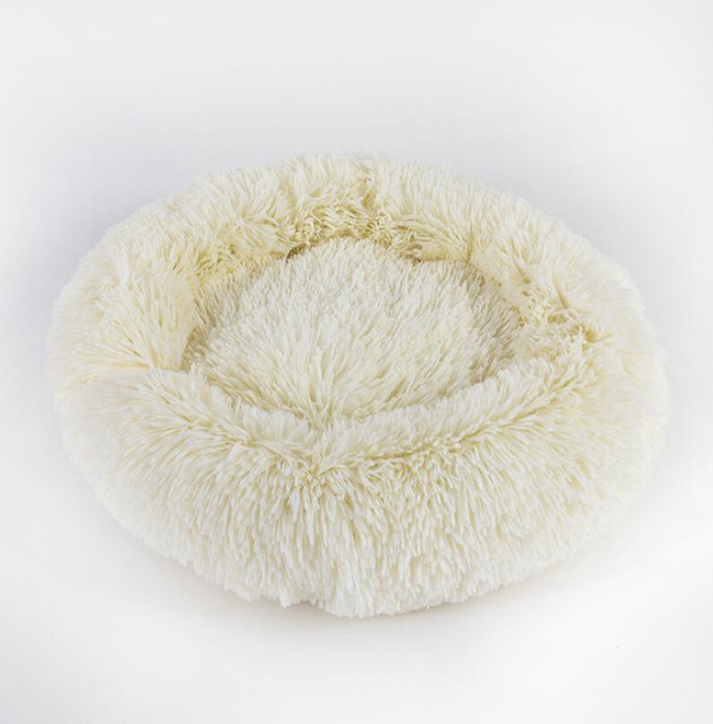 Small Dog & Cat Beds – Round Plush Donut Pet Nest, Soft Calming Puppy & Kitten Bed, Self-Heating Cozy Lounger for Anxiety Relief