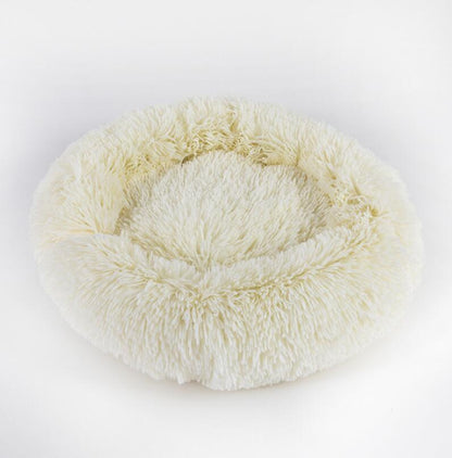 Small Dog & Cat Beds – Round Plush Donut Pet Nest, Soft Calming Puppy & Kitten Bed, Self-Heating Cozy Lounger for Anxiety Relief