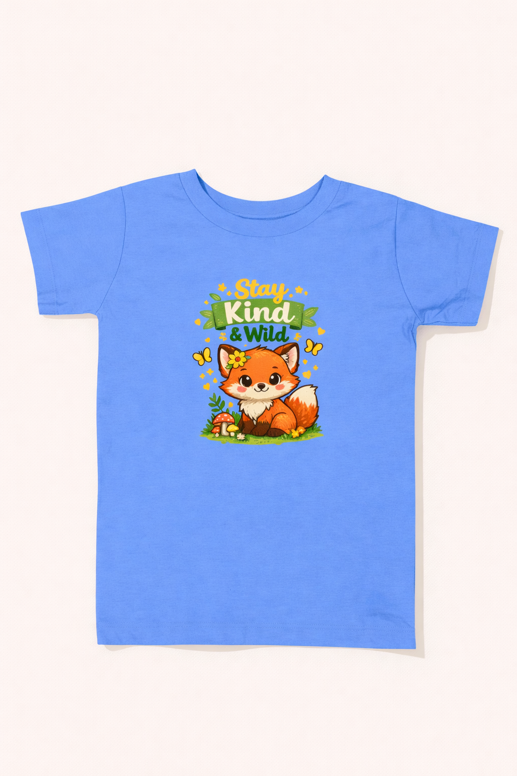 Raise Them Kind & Wild 🦊 | Stay Kind & Wild Toddler T-Shirt | Cute Fox Kids Shirt | Soft Cotton Positive Kids Tee | Gift for Toddlers