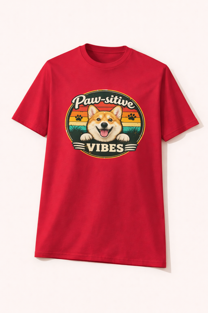 Bad Day? Wear This. 🐾 Paw-sitive Vibes Corgi T-Shirt | Cute Dog Graphic Tee | Organic Cotton Retro Sunset Shirt | Feel Good Gift for Dog Lovers