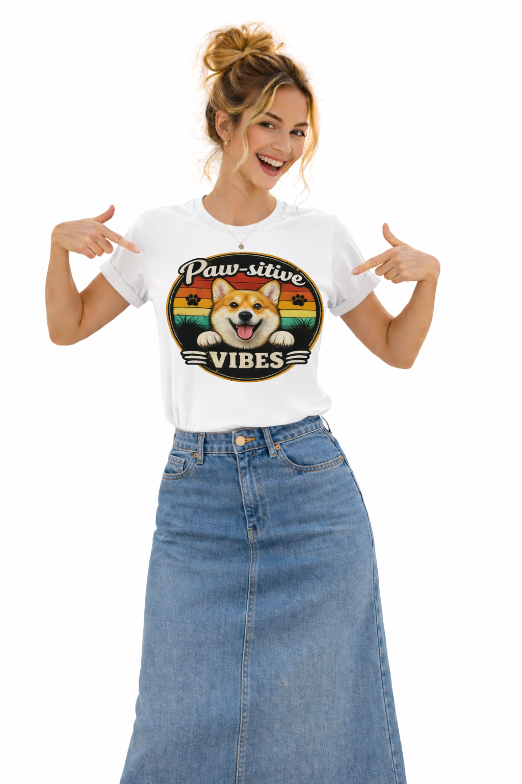 Bad Day? Wear This. 🐾 Paw-sitive Vibes Corgi T-Shirt | Cute Dog Graphic Tee | Organic Cotton Retro Sunset Shirt | Feel Good Gift for Dog Lovers