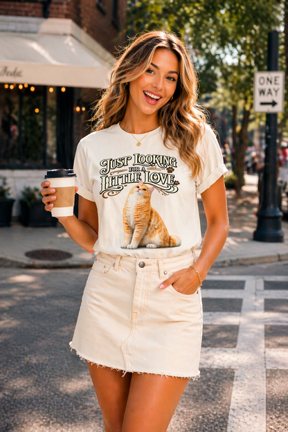 Just Looking for a Little Love Cat T-Shirt 🐱 | Cozy Aesthetic Tee for Cat Lovers | Soft Vintage Style Shirt
