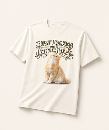 Just Looking for a Little Love Cat T-Shirt 🐱 | Cozy Aesthetic Tee for Cat Lovers | Soft Vintage Style Shirt