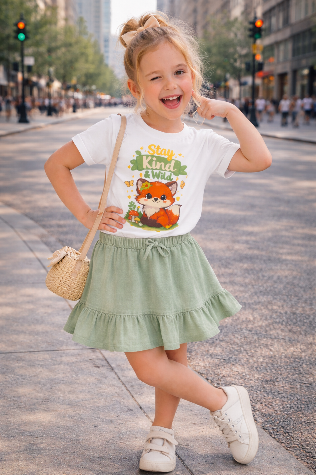 Raise Them Kind & Wild 🦊 | Stay Kind & Wild Toddler T-Shirt | Cute Fox Kids Shirt | Soft Cotton Positive Kids Tee | Gift for Toddlers