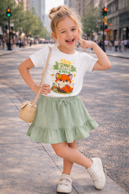 Raise Them Kind & Wild 🦊 | Stay Kind & Wild Toddler T-Shirt | Cute Fox Kids Shirt | Soft Cotton Positive Kids Tee | Gift for Toddlers