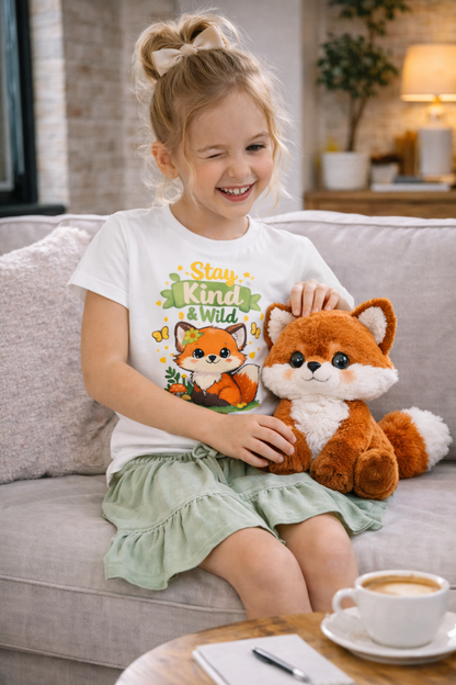 Raise Them Kind & Wild 🦊 | Stay Kind & Wild Toddler T-Shirt | Cute Fox Kids Shirt | Soft Cotton Positive Kids Tee | Gift for Toddlers