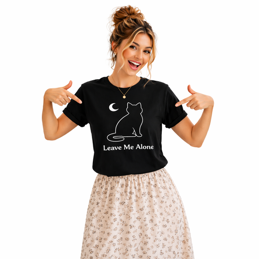 Don’t Talk to Me. 🖤 Leave Me Alone Cat T-Shirt | Introvert Energy Tee | Minimalist Black Cat Moon Shirt