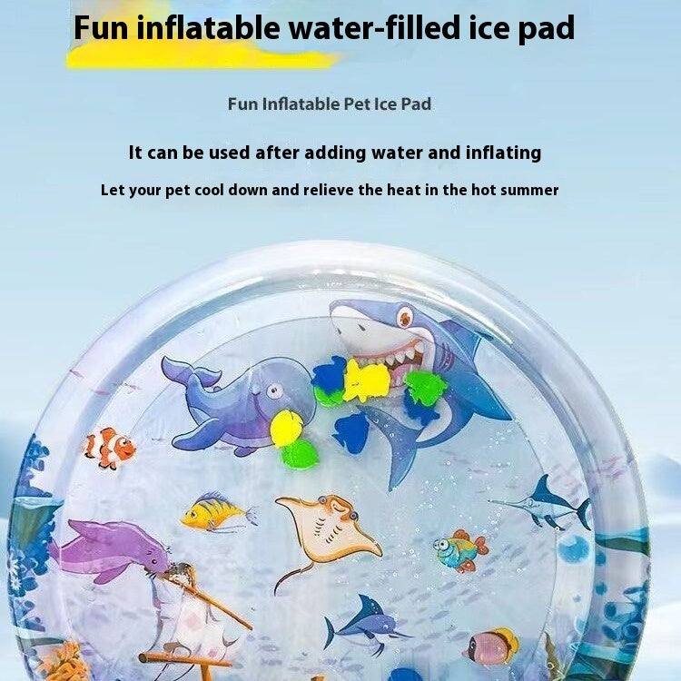 Summer Cooling Pet Water Bed – Inflatable Ice Mat for Dogs & Cats, Puppy Cooling Pad, Non-Toxic PVC Pet Mat for Kennels & Homes