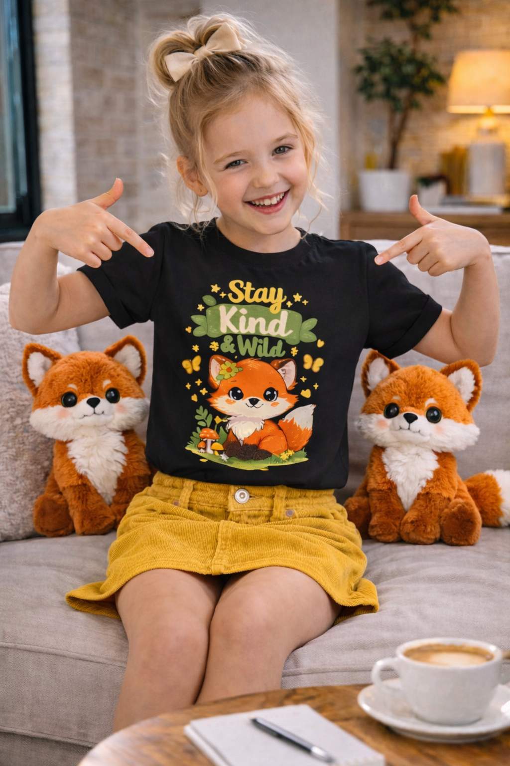 Raise Them Kind & Wild 🦊 | Stay Kind & Wild Toddler T-Shirt | Cute Fox Kids Shirt | Soft Cotton Positive Kids Tee | Gift for Toddlers