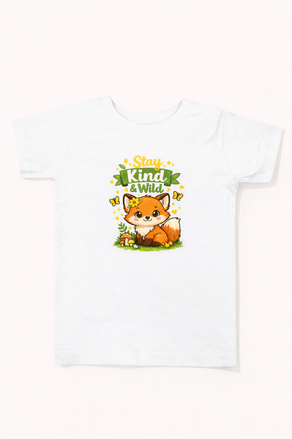 Raise Them Kind & Wild 🦊 | Stay Kind & Wild Toddler T-Shirt | Cute Fox Kids Shirt | Soft Cotton Positive Kids Tee | Gift for Toddlers