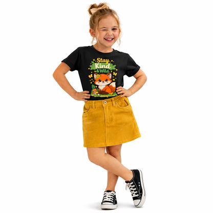 Raise Them Kind & Wild 🦊 | Stay Kind & Wild Toddler T-Shirt | Cute Fox Kids Shirt | Soft Cotton Positive Kids Tee | Gift for Toddlers
