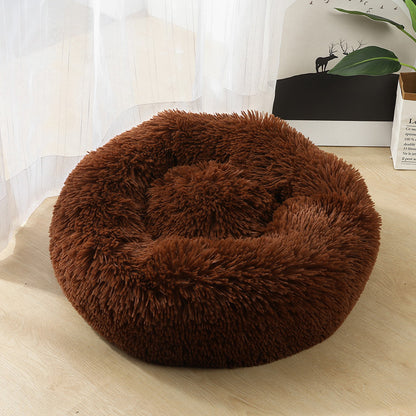 Small Dog & Cat Beds – Round Plush Donut Pet Nest, Soft Calming Puppy & Kitten Bed, Self-Heating Cozy Lounger for Anxiety Relief