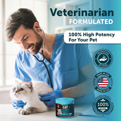 Cat Calming Treats for Anxiety & Stress Relief 🐱 | Soft Chews with L-Theanine, Hemp Oil & Vitamin B – Stop Scratching, Aggression & Overgrooming | Relaxation Support for Cats & Kittens