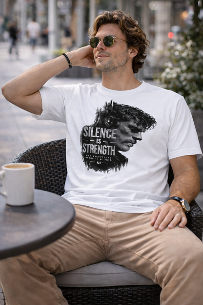 Dedicated to the men who do not chase after attention, yet naturally command it—The "Silence Is Strength" T-Shirt