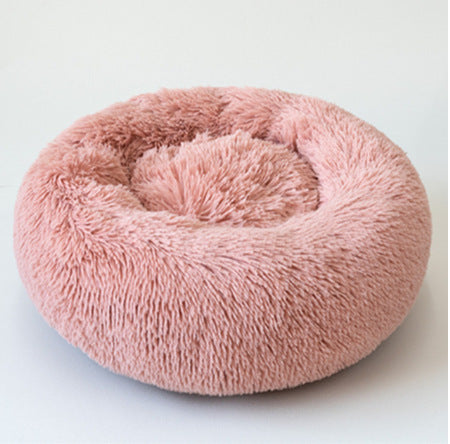Small Dog & Cat Beds – Round Plush Donut Pet Nest, Soft Calming Puppy & Kitten Bed, Self-Heating Cozy Lounger for Anxiety Relief