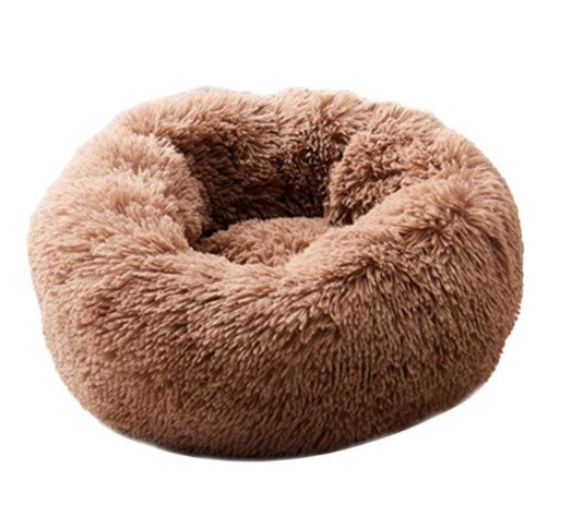 Small Dog & Cat Beds – Round Plush Donut Pet Nest, Soft Calming Puppy & Kitten Bed, Self-Heating Cozy Lounger for Anxiety Relief