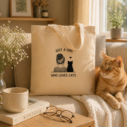 Just a Girl Who Loves Cats 🐱 Your Everyday Cozy Tote That Feels Like Home