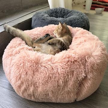 Small Dog & Cat Beds – Round Plush Donut Pet Nest, Soft Calming Puppy & Kitten Bed, Self-Heating Cozy Lounger for Anxiety Relief