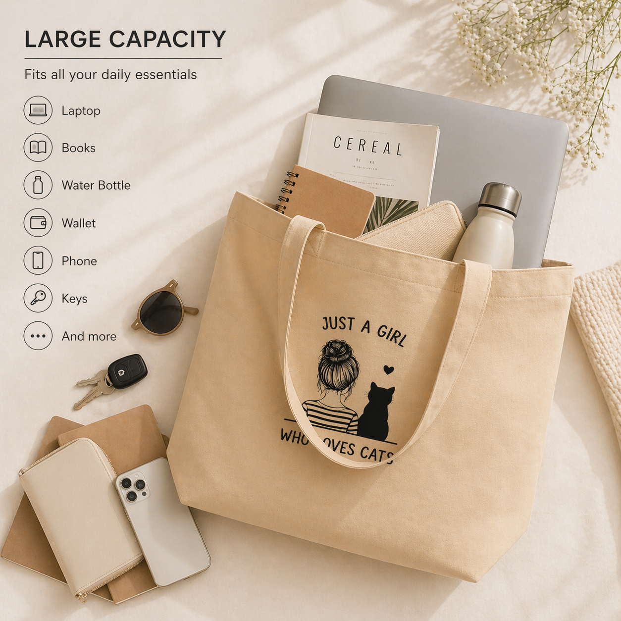 Just a Girl Who Loves Cats 🐱 Your Everyday Cozy Tote That Feels Like Home