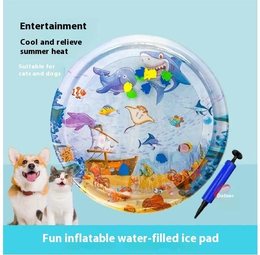 Summer Cooling Pet Water Bed – Inflatable Ice Mat for Dogs & Cats, Puppy Cooling Pad, Non-Toxic PVC Pet Mat for Kennels & Homes
