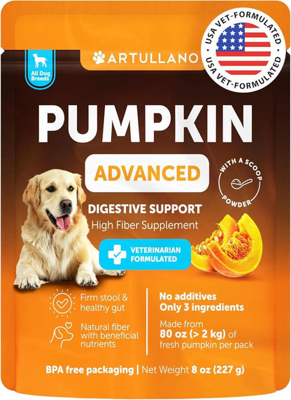 Pumpkin Power for Dogs – Ultimate Digestive & Gut Health Supplement | Constipation Relief, Firm Stool & Healthy Coat | 100% Natural 8oz Fiber Boost