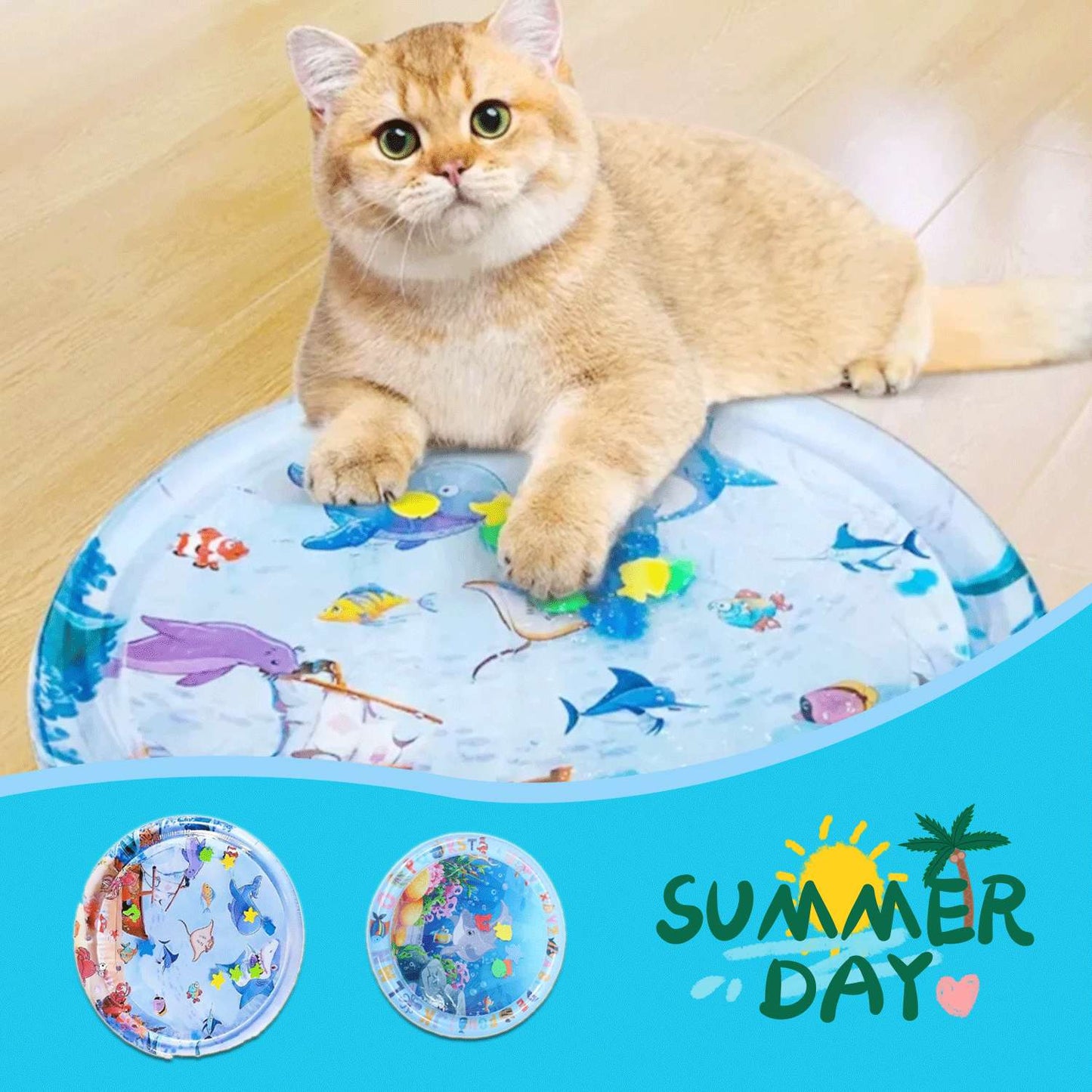 Summer Cooling Pet Water Bed – Inflatable Ice Mat for Dogs & Cats, Puppy Cooling Pad, Non-Toxic PVC Pet Mat for Kennels & Homes